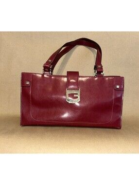 Guess Burgundy Leather Look Satchel Purse Medium size